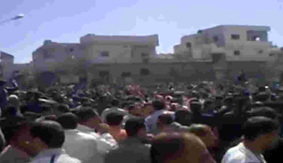 Demonstrators protest at an unidentified location, in this image grab obtained by AFPTV from YouTube on March 18. 