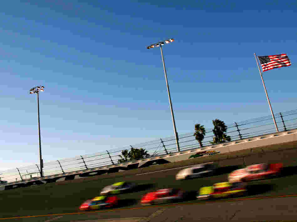 Drivers practice for the Budweiser Shootout at the NASCAR Nextel Cup Daytona 500 at the Daytona International Speedway in Daytona, Fla. 