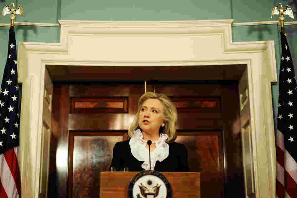 Secretary of State Hillary Clinton discusses U.S. sanctions against Syria on Aug. 18. 