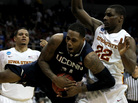 Alex Oriakhi of Connecticut controls the ball during the game against Iowa State. Alex Oriakhi of Connecticut controls the ball during the game against Iowa State.