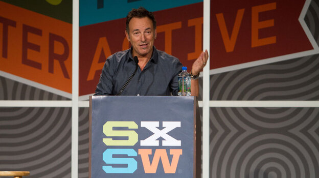 In a nearly hour-long address from the stage of the Austin Convention Center at South By Southwest, Bruce Springsteen spoke about his life as a musician and artists who influenced his career. 