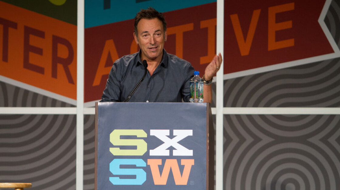 In a nearly hour-long address from the stage of the Austin Convention Center at South By Southwest, Bruce Springsteen spoke about his life as a musician and artists who influenced his career. 
