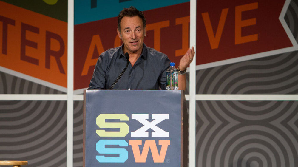 In a nearly hour-long address from the stage of the Austin Convention Center at South By Southwest, Bruce Springsteen spoke about his life as a musician and artists who influenced his career. 