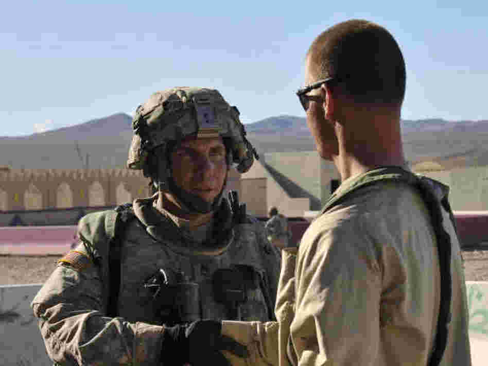 A man identified as Army Staff Sgt. Robert Bales (left) during a training exercise at the National Training Center in Fort Irwin, Calif. 