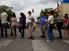 Eventual concertgoers at SXSW wait in line along 6th Street in Austin, Texas. Eventual concertgoers at SXSW wait in line along 6th Street in Austin, Texas.