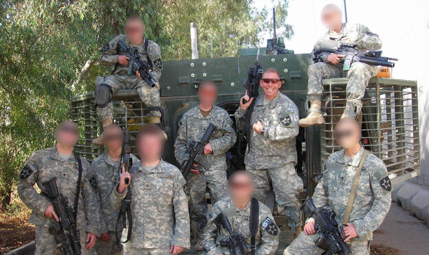 Then-Capt. Brent Clemmer said Staff Sgt. Robert Bales distinguished himself as a team leader in Clemmer's C Company, 2nd Battalion, 3rd Infantry Regiment during the Battle of Zarqa, Iraq. The faces of the rest of Bales' squad have been obscured.