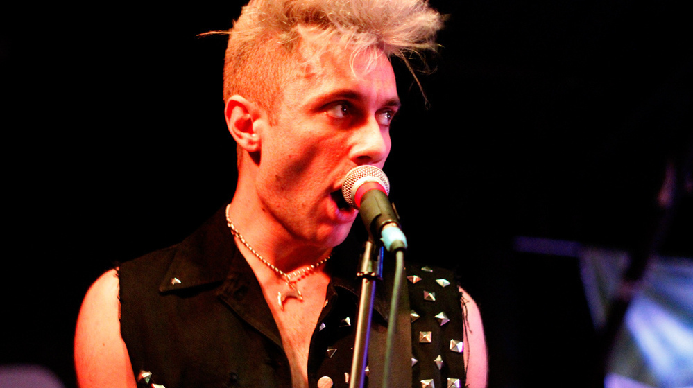 Anthony Anzaldo of the California rock band Ceremony performs at the Red 7 patio on Saturday, March 17 during the 2012 South by Southwest music conference.