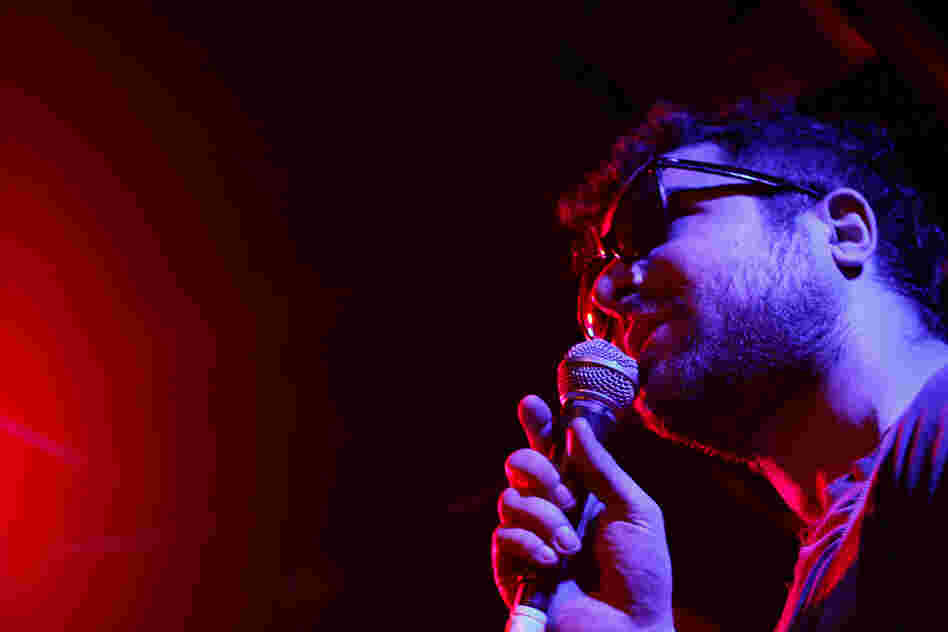 Psychedelic Hors---'s Matt Whitehurst sports some TV Party shades on stage at Red 7 on Saturday Night.