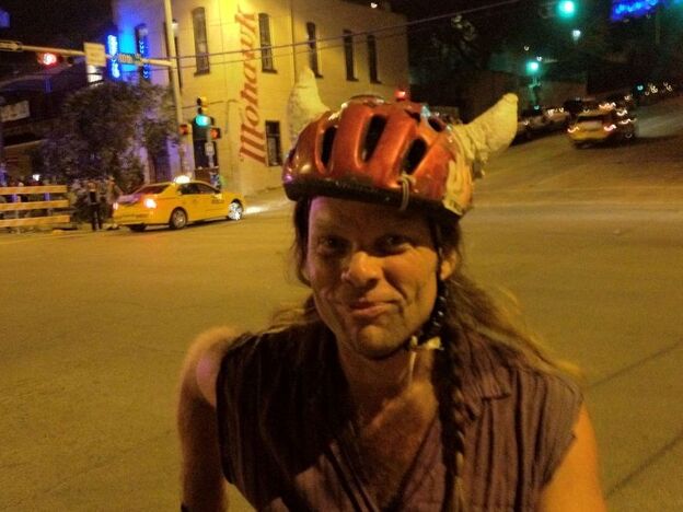 Thor is a member of Shearwater and Swans. I saw him biking down the street at SXSW.