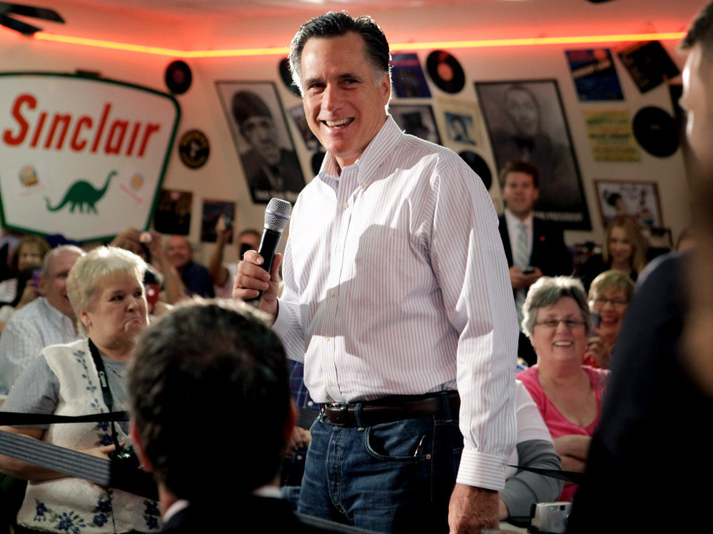 Mitt Romney at Charlie Parker's Diner in Springfield, IL, March 19, 2012.