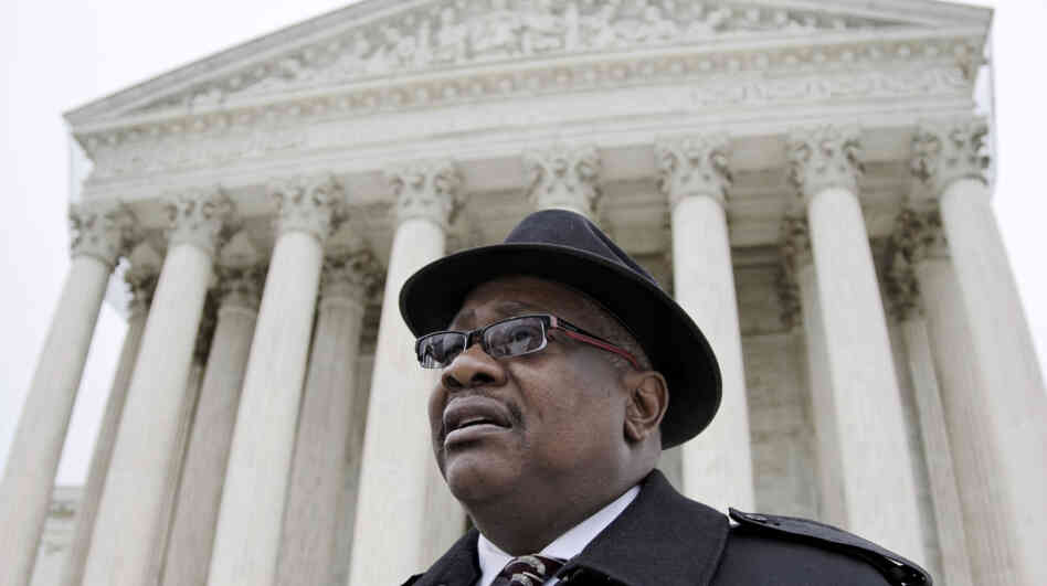Daniel Coleman outside the U.S. Supreme Court after oral arguments in his case in January. On Tuesday, the justices ruled against Coleman, holding that that states cannot be sued for money damages for failing to give an employee time off to recover from an illness under the Family and Medical Leave Act.