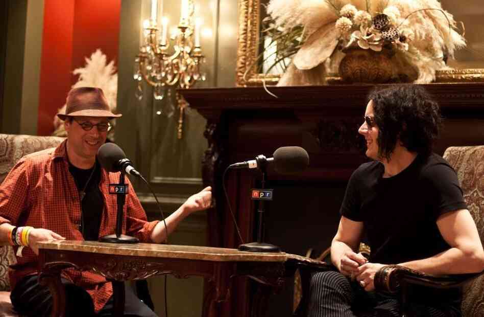 NPR Music's Bob Boilen talking with Jack White while at the SXSW Music Festival 2012