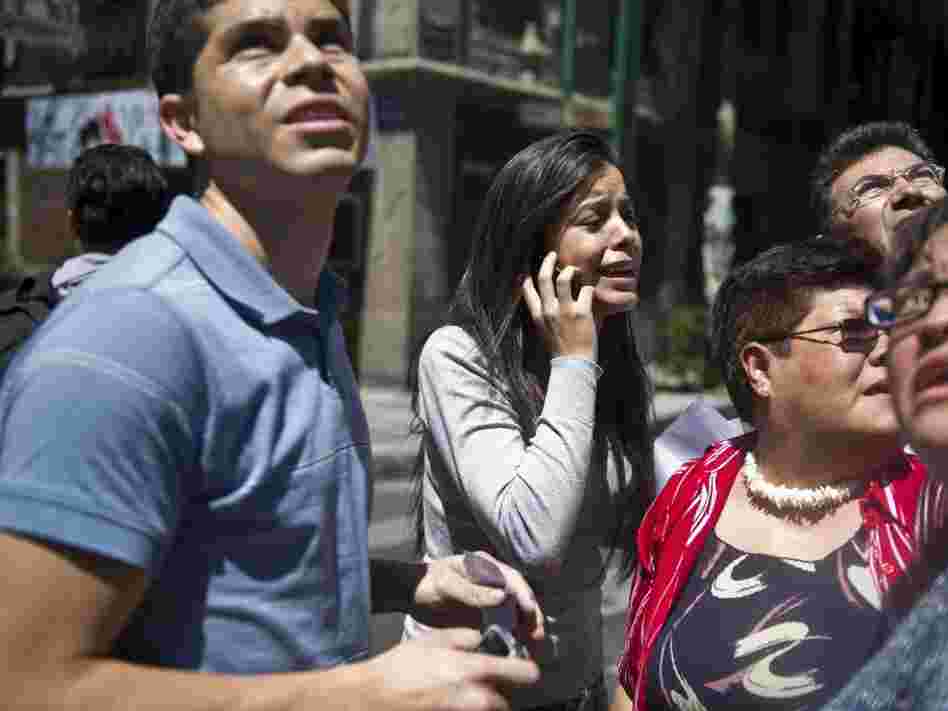 Many people went into the streets after the strong quake rocked Mexico City. 