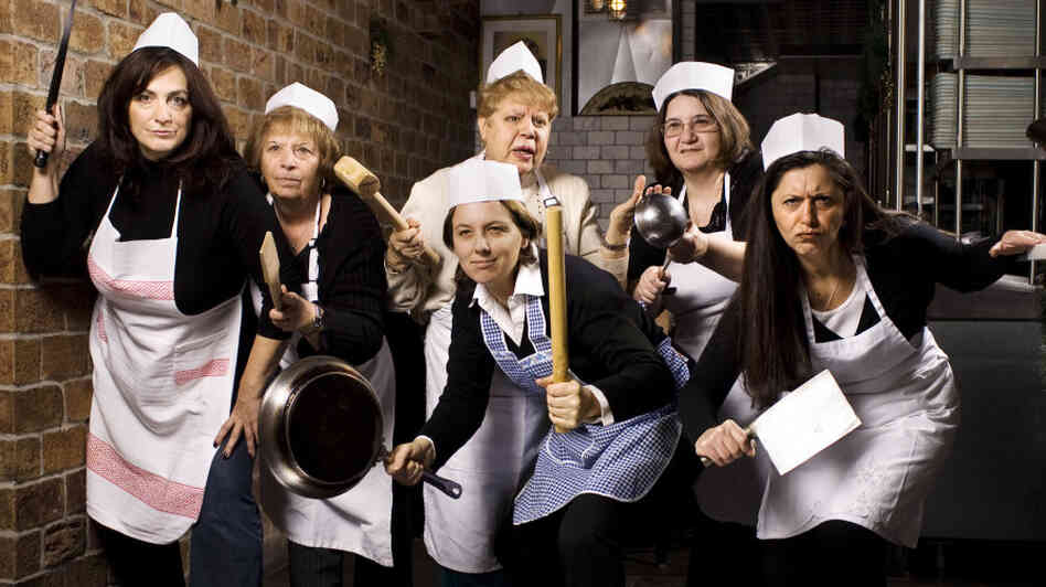 Several of the "nonnas," or grandmothers, who cook at the Enoteca Maria Italian restaurant in Staten Island, N.Y. 