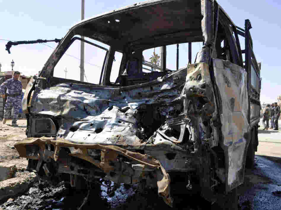 The scene in Ramadi, capital of Iraq's Anbar province, after a bomb exploded there today.
