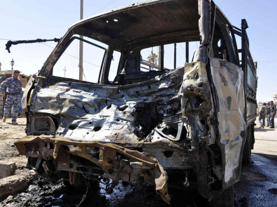 The scene in Ramadi, capital of Iraq's Anbar province, after a bomb exploded there today.