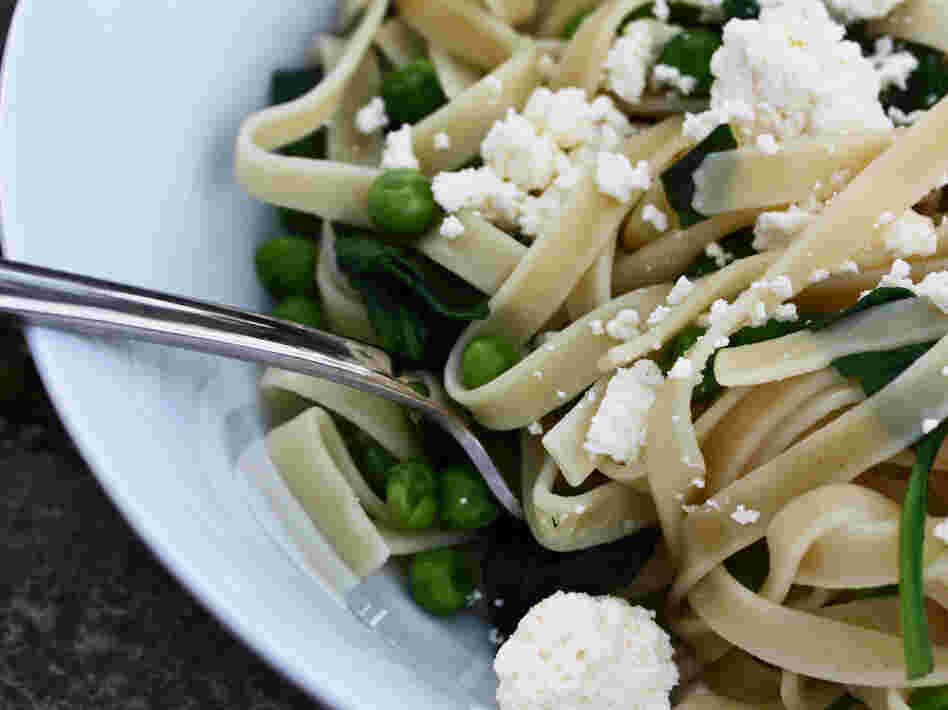 Pasta With Vegetables And Fresh Ricotta Cheese