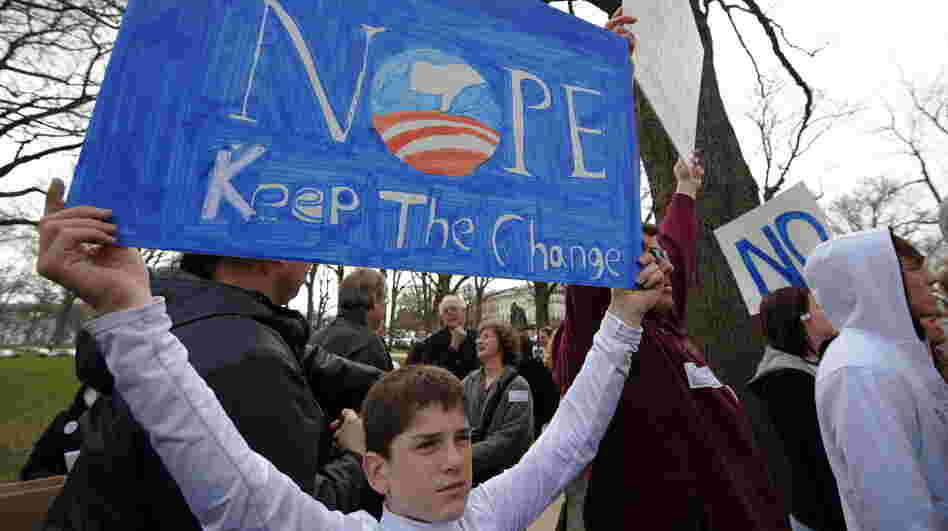 Protesters show their opposition to President Obama's health care overhaul on March 16, 2010, days before it became law. Protesters show their opposition to President Obama's health care overhaul on March 16, 2010, days before it became law.