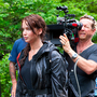 Jennifer Lawrence on the set of The Hunger Games.