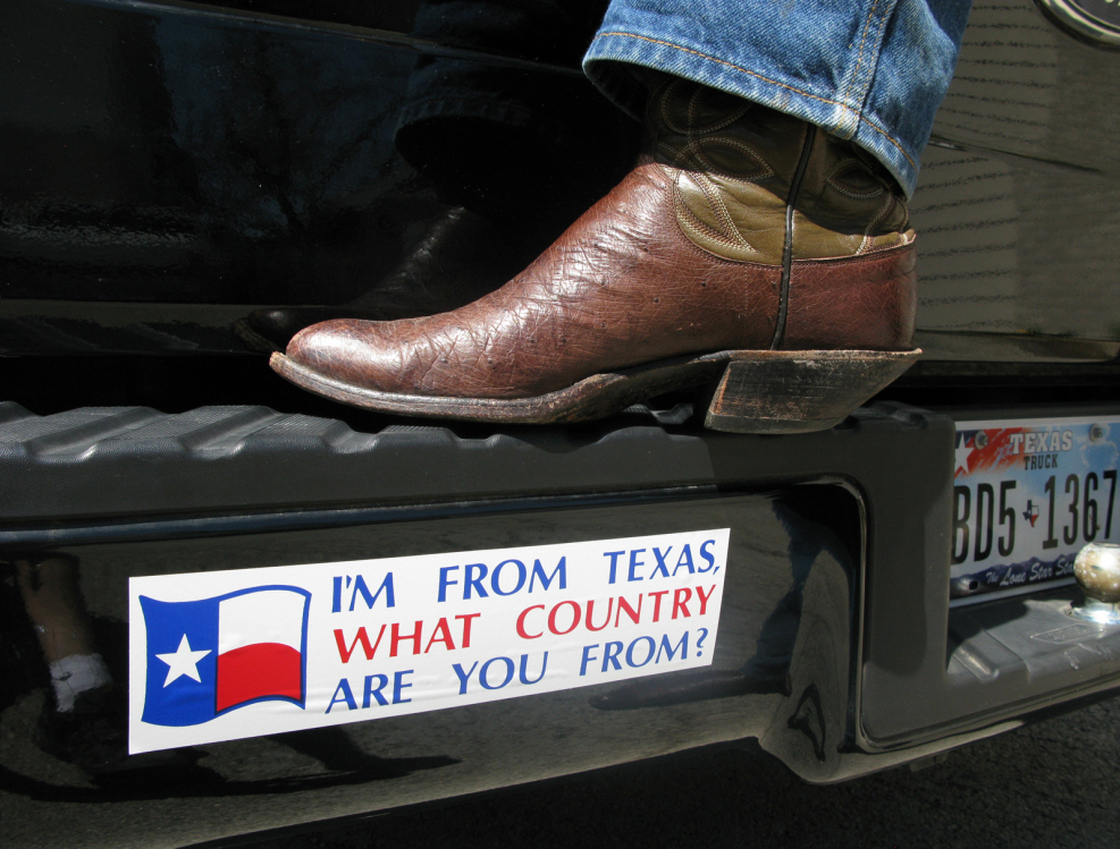  Driving around Texas, it's not uncommon to spot bumper stickers that tout the idea of an independent Longhorn nation. 