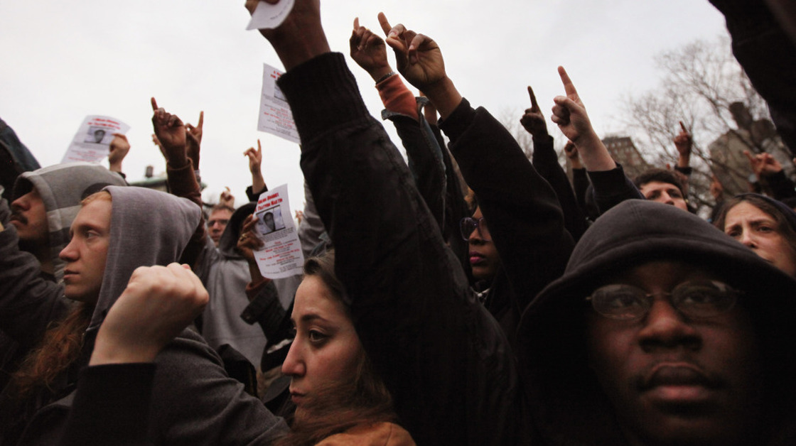 When he was killed on Feb. 26, Trayvon Martin was said to be wearing a hooded sweatshirt. In New York City on Wednesday, hundreds of people gathered for a "Million Hoodies" march to call attention to his death. 