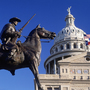 Lone Star Nation: Today, the Texas capitol flies both the American and Texas flags, but after independence the Lone Star flag would fly on its own. Lone Star Nation: Today, the Texas capitol flies both the American and Texas flags, but after independence the Lone Star flag would fly on its own.