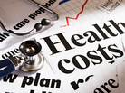 Health cost headlines, a stethosocope and a rising graph. Health cost headlines, a stethosocope and a rising graph.