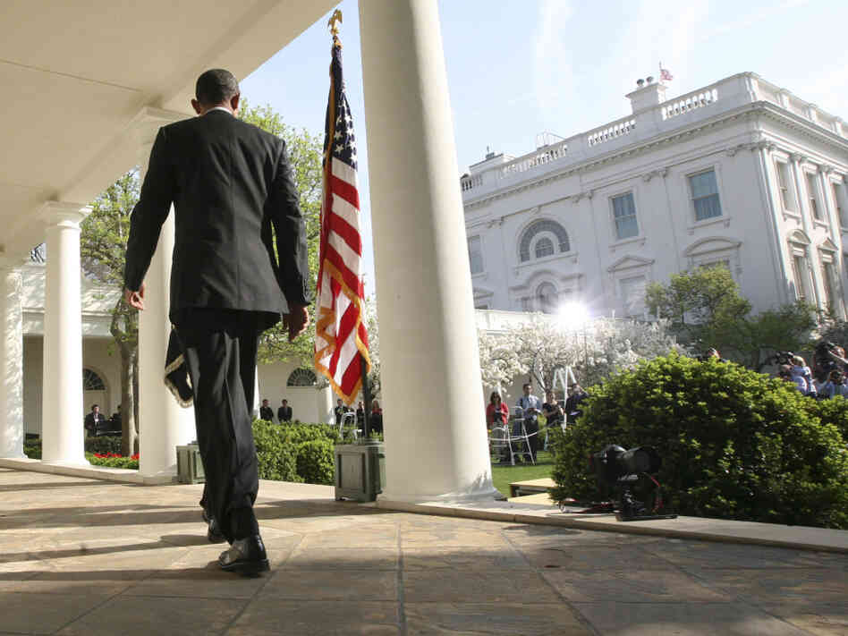 President Obama heading to the White House Rose Garden, on Friday, March 23, 2012, where he made his first public comments about the Trayvon Martin.
