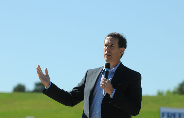 Republican presidential candidate, former Sen. Rick Santorum, speaks at a campaign rally in West Monroe, La. on Friday.