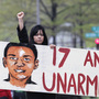 Feriha Kaya attends a rally demanding justice for Trayvon Martin on Saturday in Washington, D.C. Protesters have demonstrated over the case in several cities.