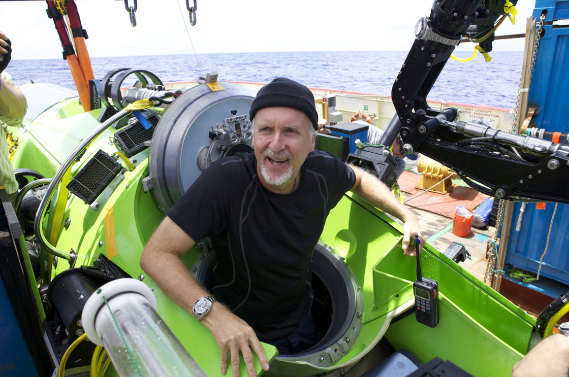 Explorer James Cameron emerges from the Deepsea Challenger submersible after his successful solo dive to the Mariana Trench.