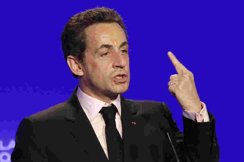 France's President and candidate for re-election in 2012, Nicolas Sarkozy, gestures as he delivers a speech during a meeting in Ormes, France on Monday.