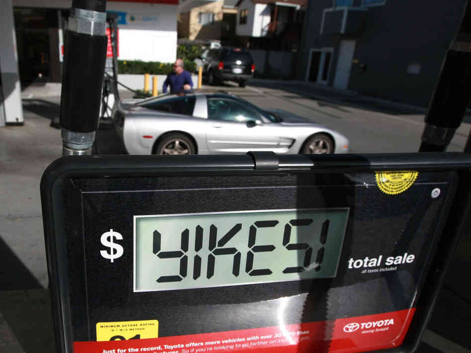 Note: The photo shows a clever Toyota ad, not an actual gas pump that's gone haywire. Note: The photo shows a clever Toyota ad, not an actual gas pump that's gone haywire.