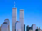 The New York City skyline before the World Trade Center towers collapsed.