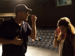 October Baby co-director Jon Erwin speaks to lead actress Rachel Hendrix. October Baby co-director Jon Erwin speaks to lead actress Rachel Hendrix.