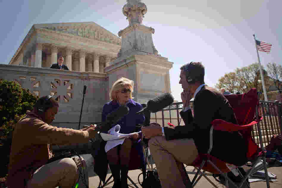 NPR's Nina Totenberg speaks with Ari Shapiro at the end of the first day of oral arguments.