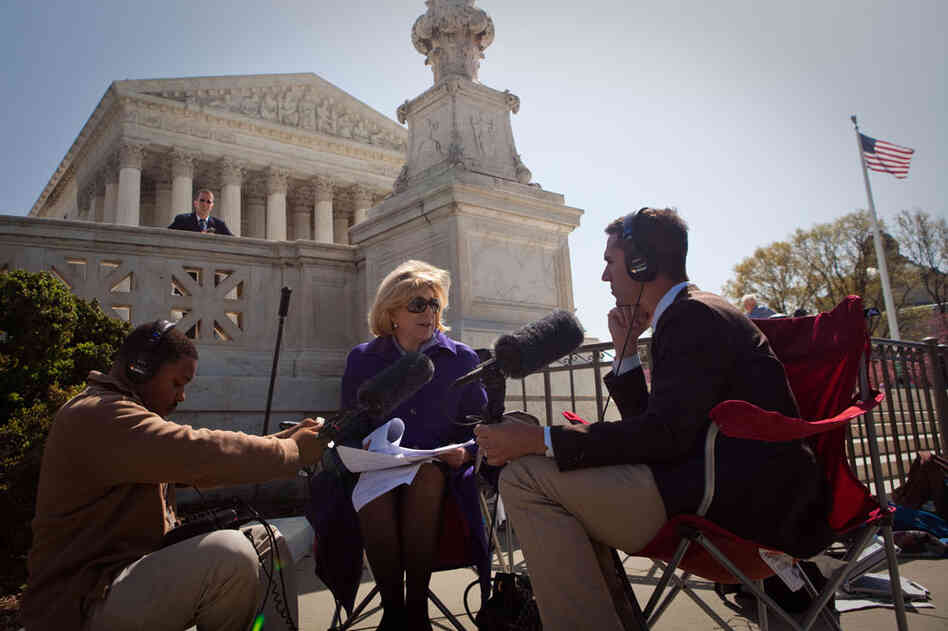 NPR's Nina Totenberg speaks with Ari Shapiro at the end of the first day of oral arguments.