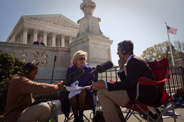 NPR's Nina Totenberg speaks with Ari Shapiro at the end of the first day of oral arguments.