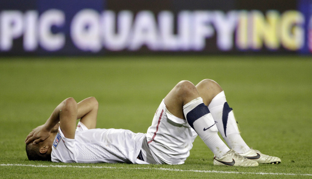 Terrence Boyd of the United States lies on the field after the United States tied 3-3 with El Salvador in a CONCACAF Olympic qualifying soccer match on Monday.