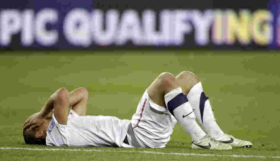 Terrence Boyd of the United States lies on the field after the United States tied 3-3 with El Salvador in a CONCACAF Olympic qualifying soccer match on Monday.