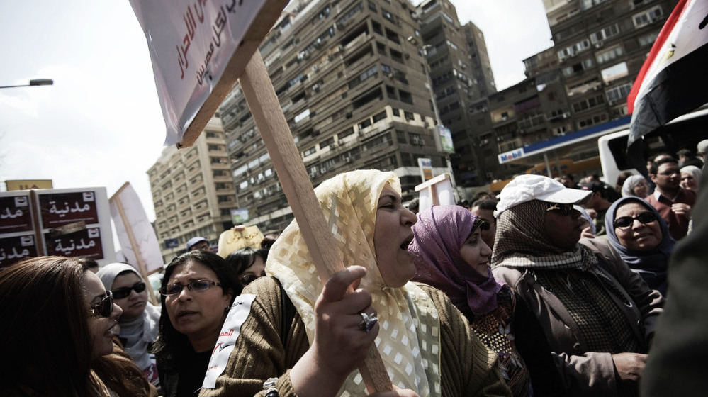  Egyptians protest outside the administrative court in the capital, Cairo, on Tuesday. The protesters are calling for the panel drafting the constitution to be made up entirely of non-parliamentarians. Controversy swirls around the 100-member panel — handpicked by Islamist lawmakers — which includes only a handful of women and Christians. 