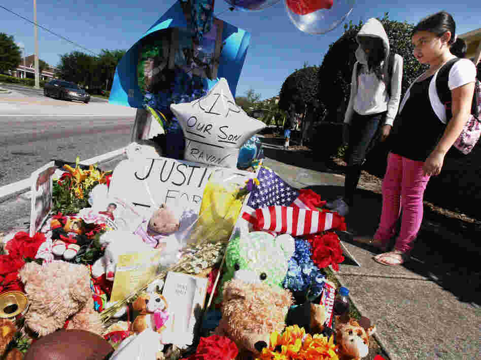 A memorial to Trayvon Martin outside The Retreat at Twin Lakes community in Sanford, Fla., where he was killed.