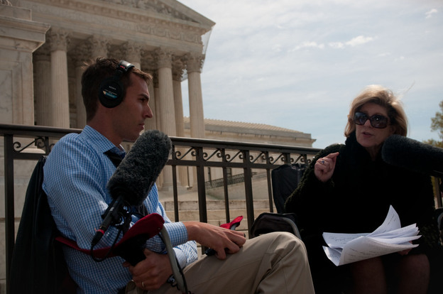 NPR's Nina Totenberg speaks with Ari Shapiro at the end of Wednesday morning's arguments about the health care overhaul law.