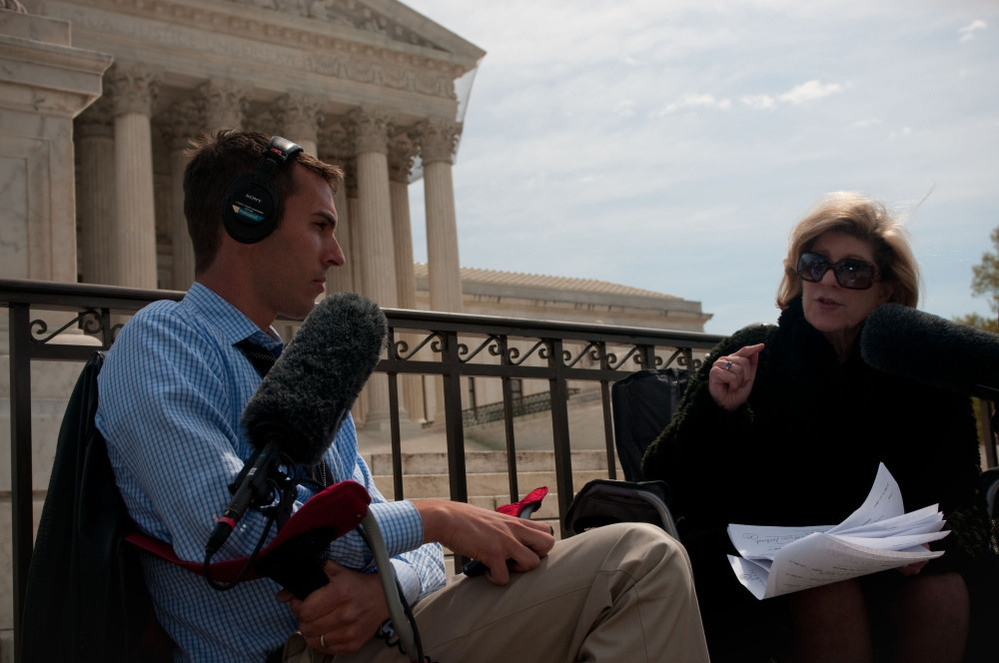 NPR's Nina Totenberg speaks with Ari Shapiro at the end of Wednesday morning's arguments about the health care overhaul law.