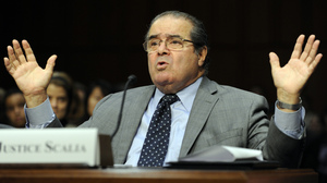 There are no cameras allowed in arguments at the U.S. Supreme Court, but Justice Antonin Scalia was captured on film when he testified before the Senate Judiciary Committee on Oct. 5, 2011.