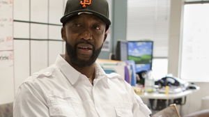 Tracy Martin speaks with staff after an interview with NPR's Michel Martin in Washington, D.C., on Wednesday.