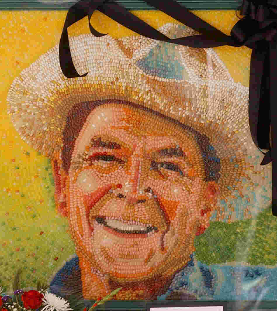 A portrait of President Ronald Reagan made from jelly beans at the Jelly Belly Co. visitor center, in Fairfield, Calif., in June 2004. The photo was taken shortly after his death.  