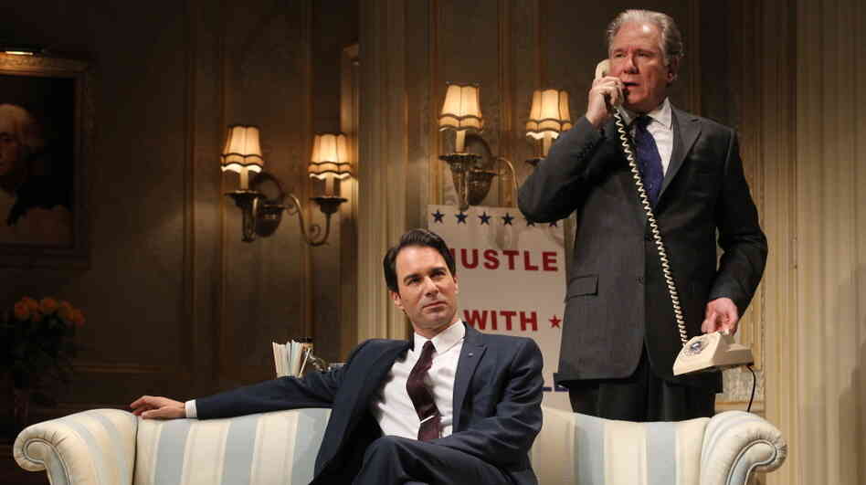 William Russell (John Larroquette, right), a blue-blooded, Harvard-educated former secretary of state, matches wits with rival presidential candidate Joe Cantwell (Eric McCormack), a scrappy conservative senator in the Broadway revival of The Best Man. William Russell (John Larroquette, right), a blue-blooded, Harvard-educated former secretary of state, matches wits with rival presidential candidate Joe Cantwell (Eric McCormack), a scrappy conservative senator in the Broadway revival of The Best Man.
