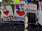 Supporters of Republican presidential candidate, former Massachusetts Gov. Mitt Romney display placards while waiting for the start of a campaign event near a natural gas drilling rig, in Shreveport, La., Friday, March 23, 2012. Supporters of Republican presidential candidate, former Massachusetts Gov. Mitt Romney display placards while waiting for the start of a campaign event near a natural gas drilling rig, in Shreveport, La., Friday, March 23, 2012.