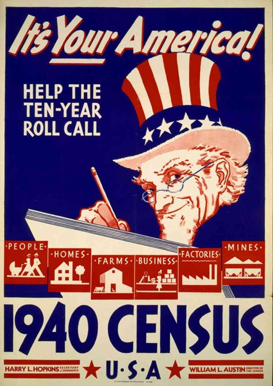 A poster for the 1940 census. A poster for the 1940 census.